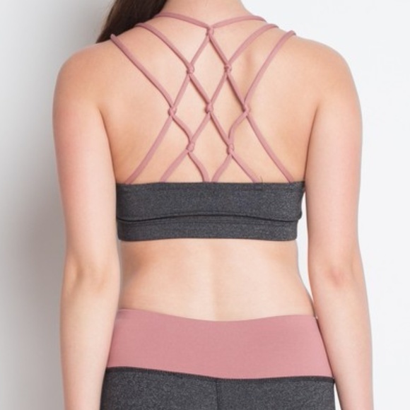 Style Cash or Credit Other - 3 for $30! Strappy Pink & Grey Sports Bra